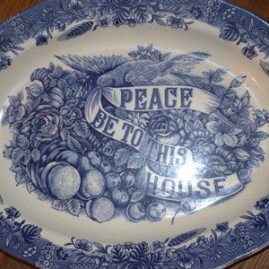 18" Peace be to this House Platter Currier & Ives